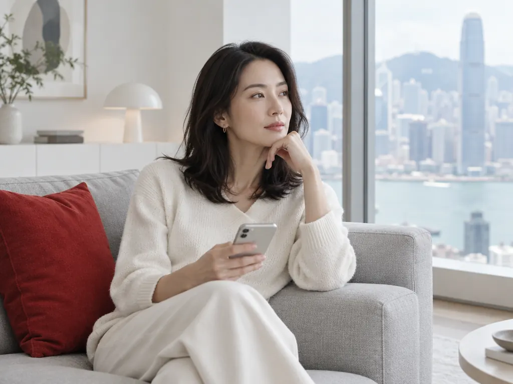 女性喺家中用電話查閱健康資訊