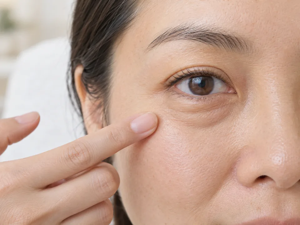 美容治療師評估眼下浮腫及細紋