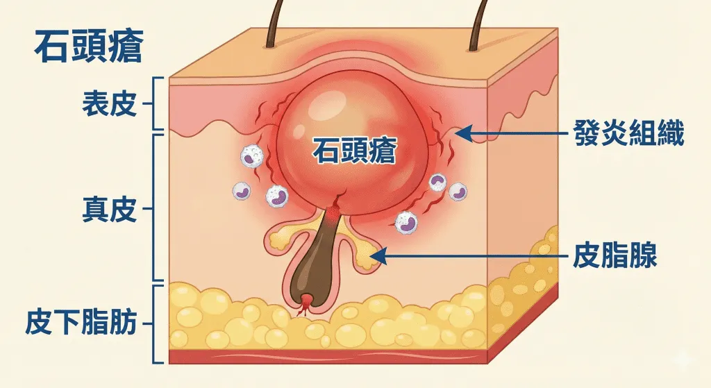 石頭瘡皮下發炎結構圖