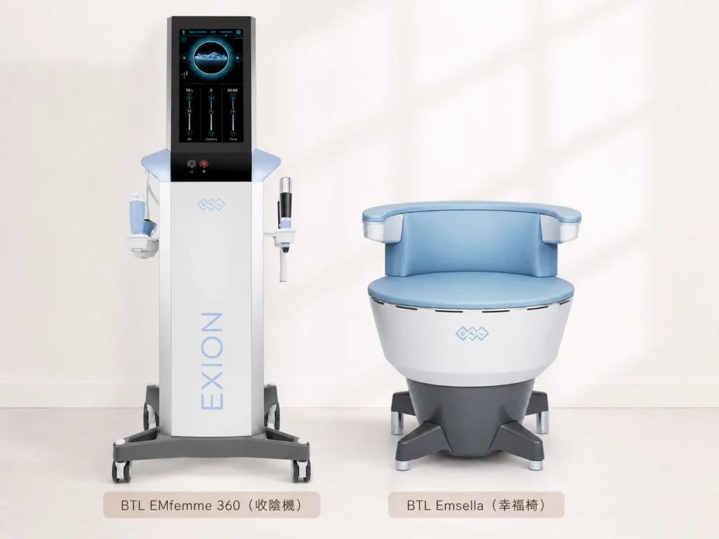 收陰機 BTL EMfemme 360 同其他盆底肌方案(磁力椅)分別示意圖(非療程效果,Pexels 授權示意圖)